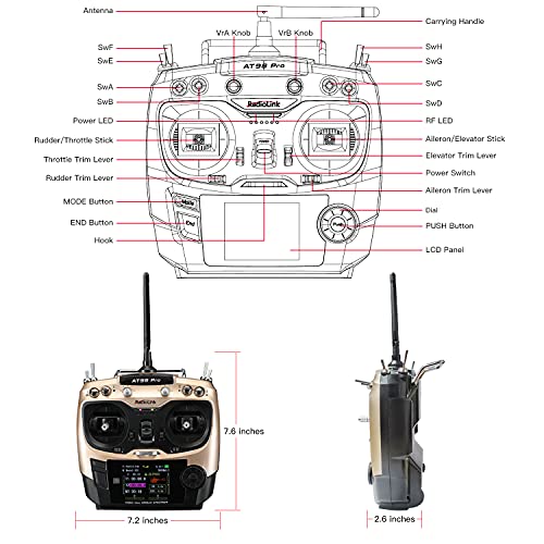 Radiolink AT9S Pro 10/12 Channels RC Transmitter and Receiver R9DS Grey - color: Champagne Gold