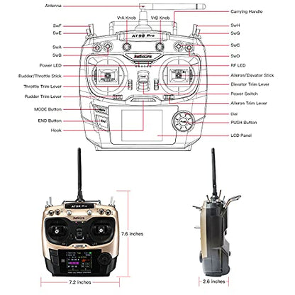 Radiolink AT9S Pro 10/12 Channels RC Transmitter and Receiver R9DS Grey - color: Champagne Gold