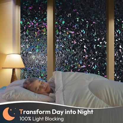 Haton Rainbow Blackout Window Film, Total Light Blocking 35.4" x 78.7" - color: Black, size: 35.4" x 78.7"