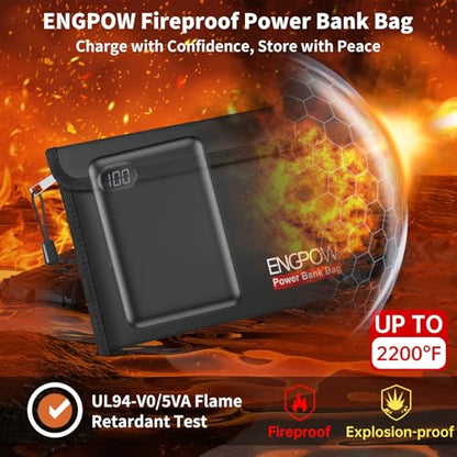 ENGPOW Fireproof Organizer Travel Safe Bag, Portable Electronic Carry Case - size: 10.6'' x 6.7''