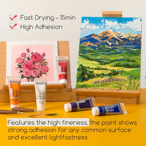 MEEDEN Heavy Body Acrylic Paint: Basic Satin Finish 6 x 60ml (2 oz) Tubes - color: 6 Colors, size: Set