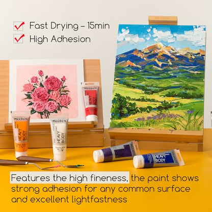 MEEDEN Heavy Body Acrylic Paint: Basic Satin Finish 6 x 60ml (2 oz) Tubes - color: 6 Colors, size: Set