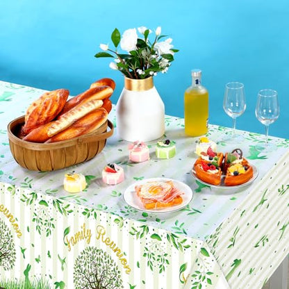 WovWeave 3 Pcs Family Reunion Tablecloths, 54 x 108 Inch, Green Tree Print