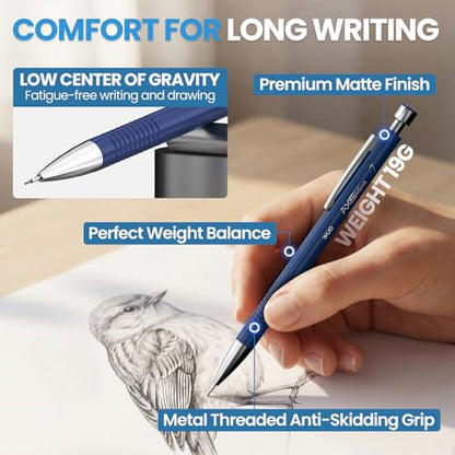 WUO 0.7 mm Mechanical Pencils with Eraser Pen Storage Case, 4 PCS - color: Multicolor2 - 0.7mm (4 Pack)
