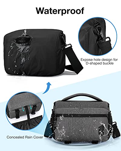 BAGSMART Camera Sling Bag with Tripod Holder & Rain Cover, Waterproof, Grey - color: 02-Grey