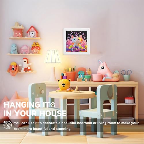 WEMEON Axolotl Diamond Art Kits for Kids with Frame 7x7 inch - color: Axolotl
