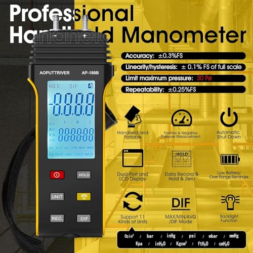 2Packs Pro HVAC Anemometer AP-856A & AP-189B Digital Manometer