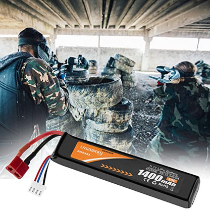 Airsoft Battery 11.1V 1400mAh 30C LiPo with T Plug to Mini Tamiya Cable