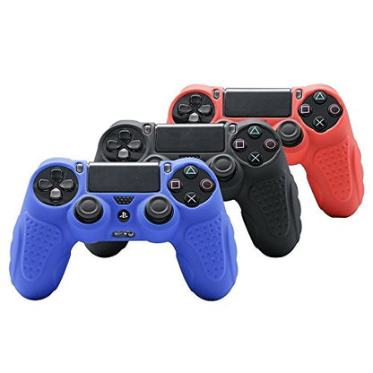 PS4 Controller DualShock4 Skin Grip Anti-Slip Silicone Cover Protector Case for Sony PS4/PS4 Slim/PS4 Pro Controller with 8 Thumb Grips (Black) - color: Black