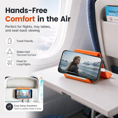 Airplane Phone Holder, Foldable Silicone Aluminum Phone Holder - color: A-Orange-1PCS