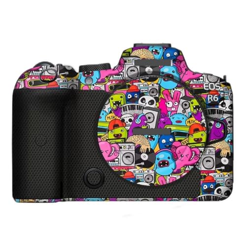 Camera R6 Skin for Canon EOS R6 EOSR6 Anti-Scratch Vinyl Wrap Cartoon Film Body Protector Coat Photography Accessories Sticker (Graffiti Pink) - color: Graffiti Pink