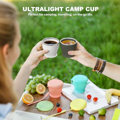 Collapsible Travel Cup, Foldable Water Cup with Lid, for Travel - color: Gray