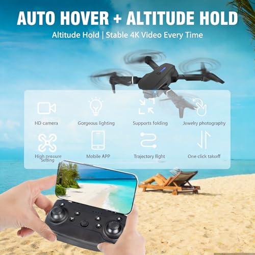 Drone with Camera 1080P HD,FPV Foldable Mini Drone for Adults（Black)