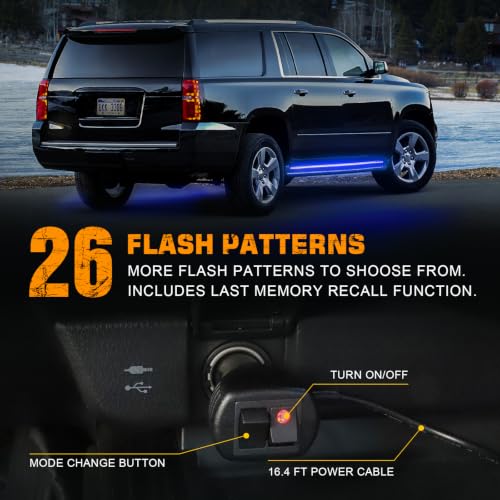XRIDONSEN 2 Pack 70 inch Blue Emergency Lights 864 LED Running Board Lights - color: Blue