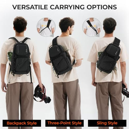 TARION 2-in-1 Camera Backpack & Shoulder Sling Bag Compact 9L Black TR-S - color: 2-in-1 Sling/Backpack Black, size: Large
