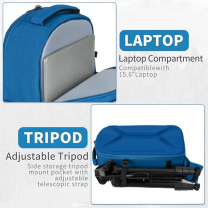 TORIBIO Large Hardshell Camera Backpack DSLR/SLR/Mirrorless Photography Bag - color: Blue