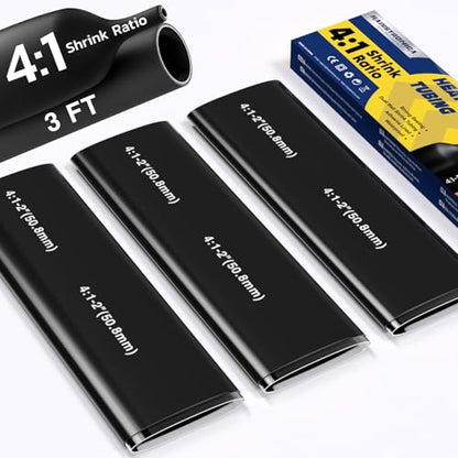 haisstronica 3Ft 4:1 Heat Shrink Tubing Kit 2" Black - color: Black, size: 2"
