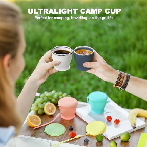 Collapsible Travel Cup, Foldable Water Cup with Lid, for Travel - color: Navy