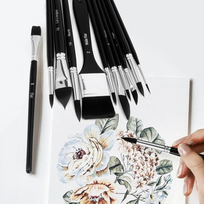 12Pcs FENORKEY Watercolor Brushes Synthetic Squirrel Hair for Watercolor Gouache Inks
