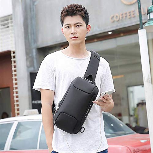 OZUKO Sling Backpack for Men - Anti-Theft Crossbody Bag, Waterproof with USB Charging Port - color: Blue