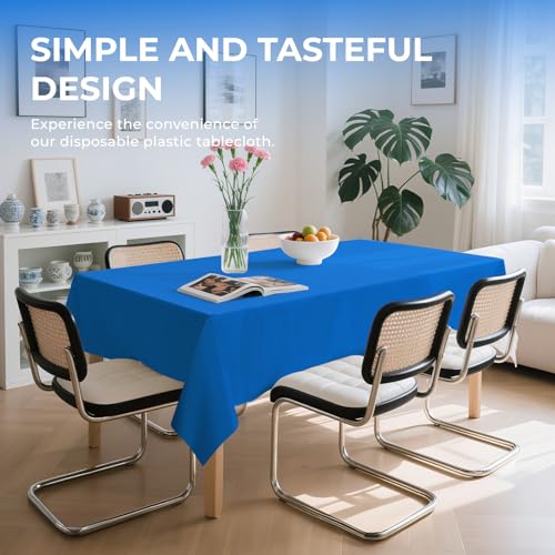 10 Pack Premium Disposable Plastic Tablecloth 54" X 108" Rectangle Table Cover for Birthdays Weddings Christmas Anniversary Buffet Table (Blue) - color: Blue, size: 54" X 108" Rectangle
