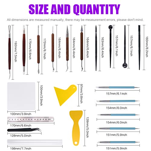 Swpeet 21Pcs Modeling Clay Sculpting Tools Kits, Handle Double-Sided Set, Dual-Ended Design Pottery Tools, Plastic Ball Rod Stylus Modeling Tools, Clay Roller, Clay Scarper for Modeling Clay