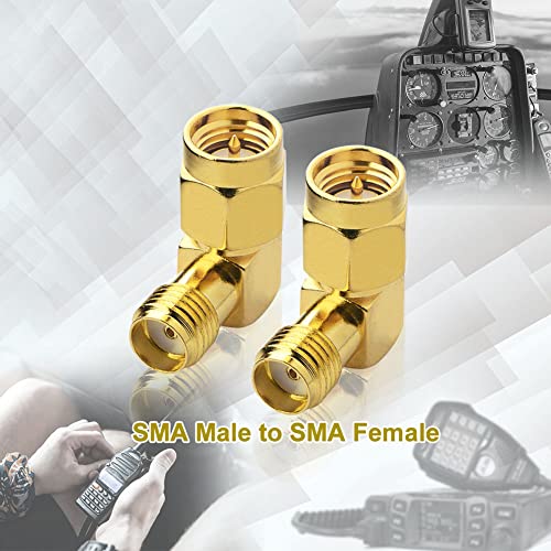 SMA Male to Female Right Angle 90 Degree Adapter, 50 Ohm, 2-Pack - color: 2-Pack