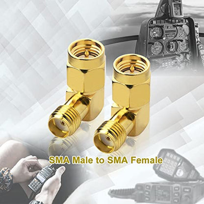 SMA Male to Female Right Angle 90 Degree Adapter, 50 Ohm, 2-Pack - color: 2-Pack