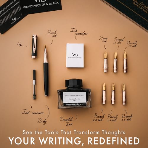 Wordsworth & Black Luxury Calligraphy Pen Set, 6 Nibs, Black Rose - color: Black Rose Gold