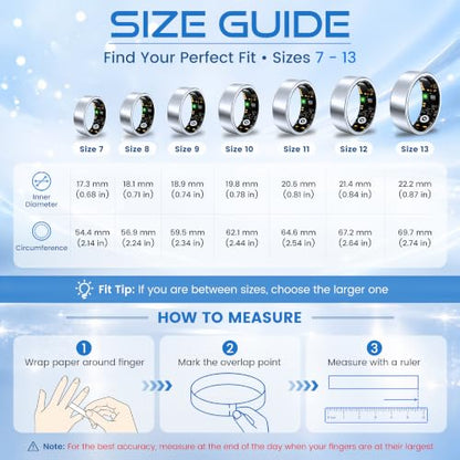 Smart Ring for Women & Men, Sleep and Stress Fitness Tracker (Silver 7) - color: Silver, size: 7