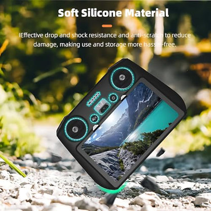 DJI RC Silicone Protective Cover+HD Screen Tempered Glass for DJI Mini 3/Mini 3 pro/Air 2s/Mavic 3 DJI RC Controller Protective Case(Black)