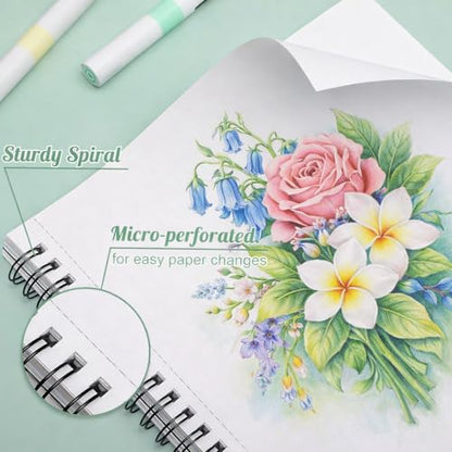 3 Pack Marker Paper Pad 7.6 × 10 in, 200gsm Spiral Sketchbook - size: 7.6×10 Inch (3 pack)