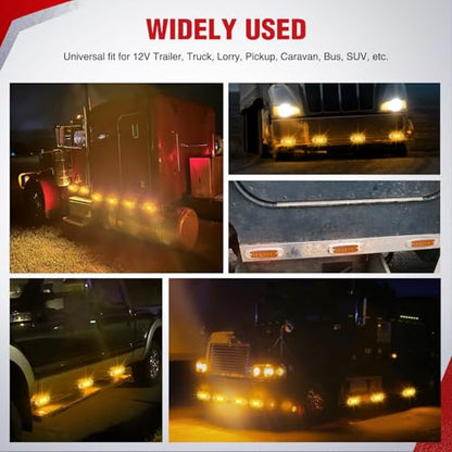 Nilight 6.3" Amber Rectangle Side Marker Light with High Low Strobe - color: Amber 6.3" 10Pcs