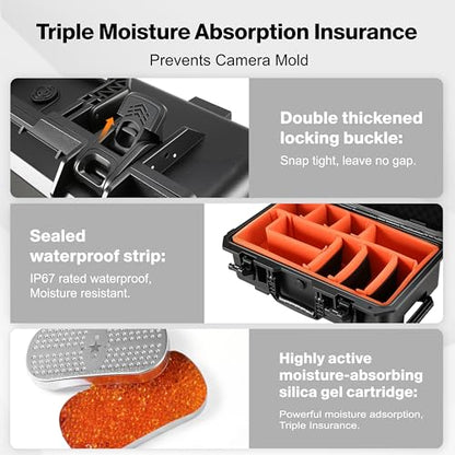 Camera Case 22.7" Waterproof Travel Rolling Drone Photo Kit Hard Case