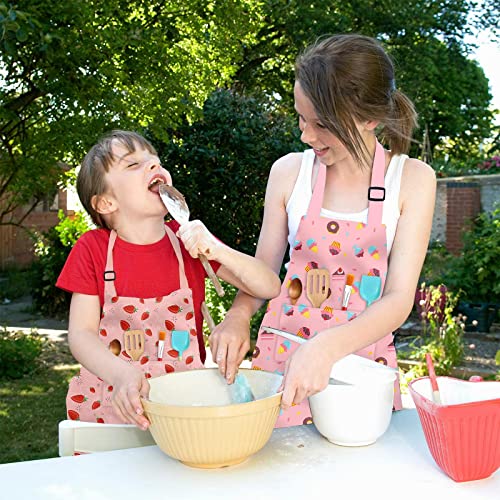 Kids Aprons for Cooking, Toddler Apron for Girls with Pockets Apron for Kid - color: Donut