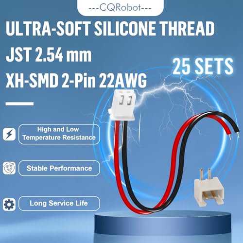 CQRobot XH2.54 SMD 2-Pin Wire-to-Board Silicone Female Connector Cable Kit - size: 2P, style: XH-SMD Cable