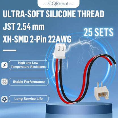 CQRobot XH2.54 SMD 2-Pin Wire-to-Board Silicone Female Connector Cable Kit - size: 2P, style: XH-SMD Cable