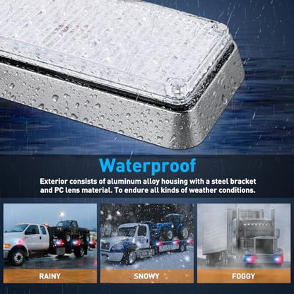 Nilight 2PCS 42LED Red Blue Magnetic Strobe Lights Surface Mount Waterproof - color: 42LED Red Blue
