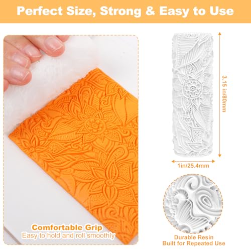 8 Pcs Non-Stick Polymer Clay Texture Rollers (Tropical & Coastal) - color: Tropical & Coastal
