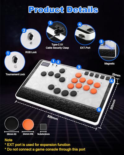 Haute42 Leverless Controller Arcade Stick: Haute42 C-AT White Leverless Arcade Stick Street Fight for PC/PS3/PS4/Switch Game,Arcade Controller with Cable Security Clasp & TURBO Support Hot Swap & SOCD