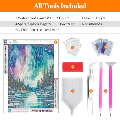 Diamond Art Kits for Adults, Aurora DIY 5D Diamond Painting for Beginners - color: BLKJDP11