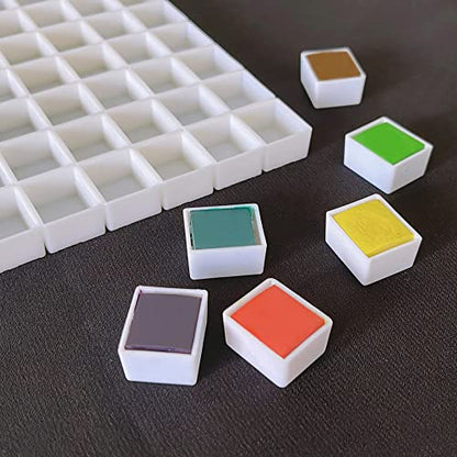 FCLUB 12PCS Refillable Empty Watercolor Half Pans, 2ml - color: White, size: 12 Pieces 2 ml Half Pans