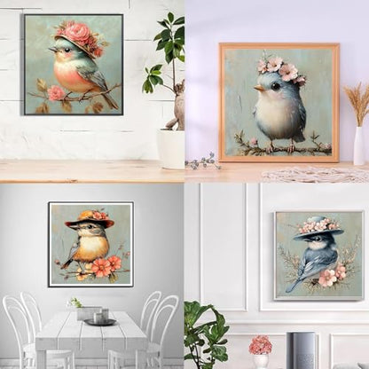 DAZZLEDOTS 4 Pack Bird Diamond Art Kits for Adults, Bird Diamond Painting - color: DT105