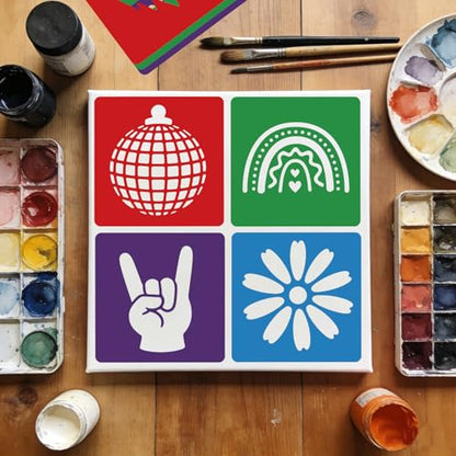 CUTHOLLOW 25 PCS Vintage Peace Painting Shape Stencils Sets - style: 25pcs-Vintage Peace Patterns