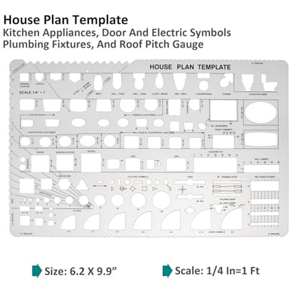 Drafting Tools and Ruler Shapes for Architecture - Set of 3 for House Plan Furniture Kitchen, Building, Interior Design