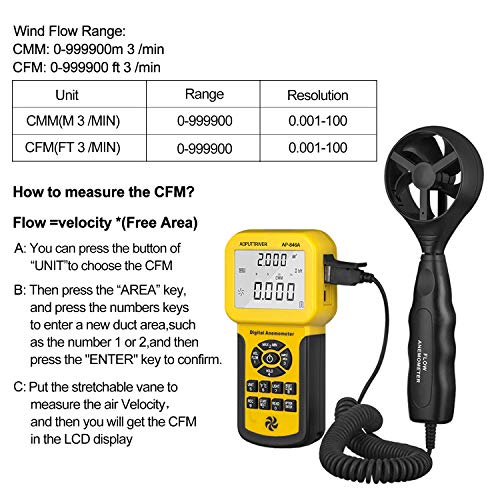 Pro HVAC Anemometer,CFM Air Flow Meter for Wind Speed/Wind Temp/Wind Flow - color: Light yellow