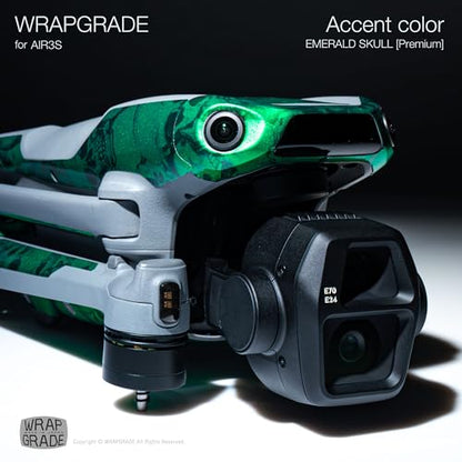 WRAPGRADE Skin Sticker for DJI Air 3S Accent Color Sticker (Emerald Skull) - color: Emerald Skull