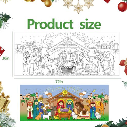 Giant Nativity Scene Coloring Poster, 30x72 Inch - color: Colorful