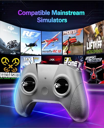 C8 ELRS V3 8CH 2.4GHz RC Radio Transmitter with Nano Receiver CR8 for FPV Drones/Tiny Whoop/Fixed Wing,FPV Drone Simulator Controller for Beginner,Mode 2 (C8 ELRS Controller & Receiver)