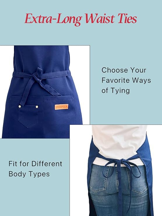 Aprons for Women Men, Water-Resistant Kitchen Aprons for Cooking - color: Blue